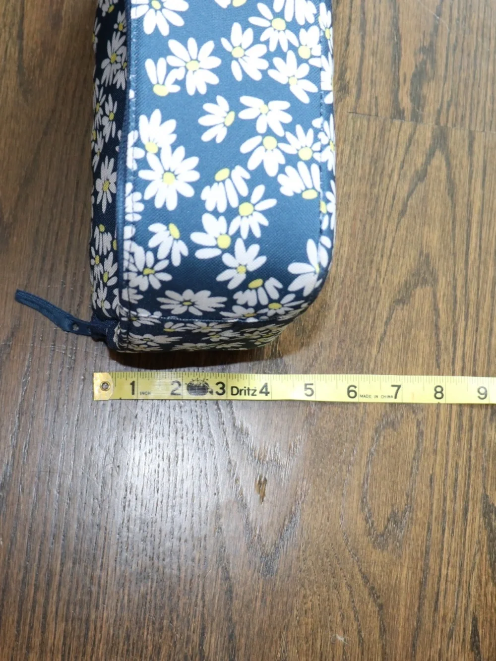 Lands End Insulated Soft-Sided Blue Lunch Box White Daisy Floral School EZ Wipe